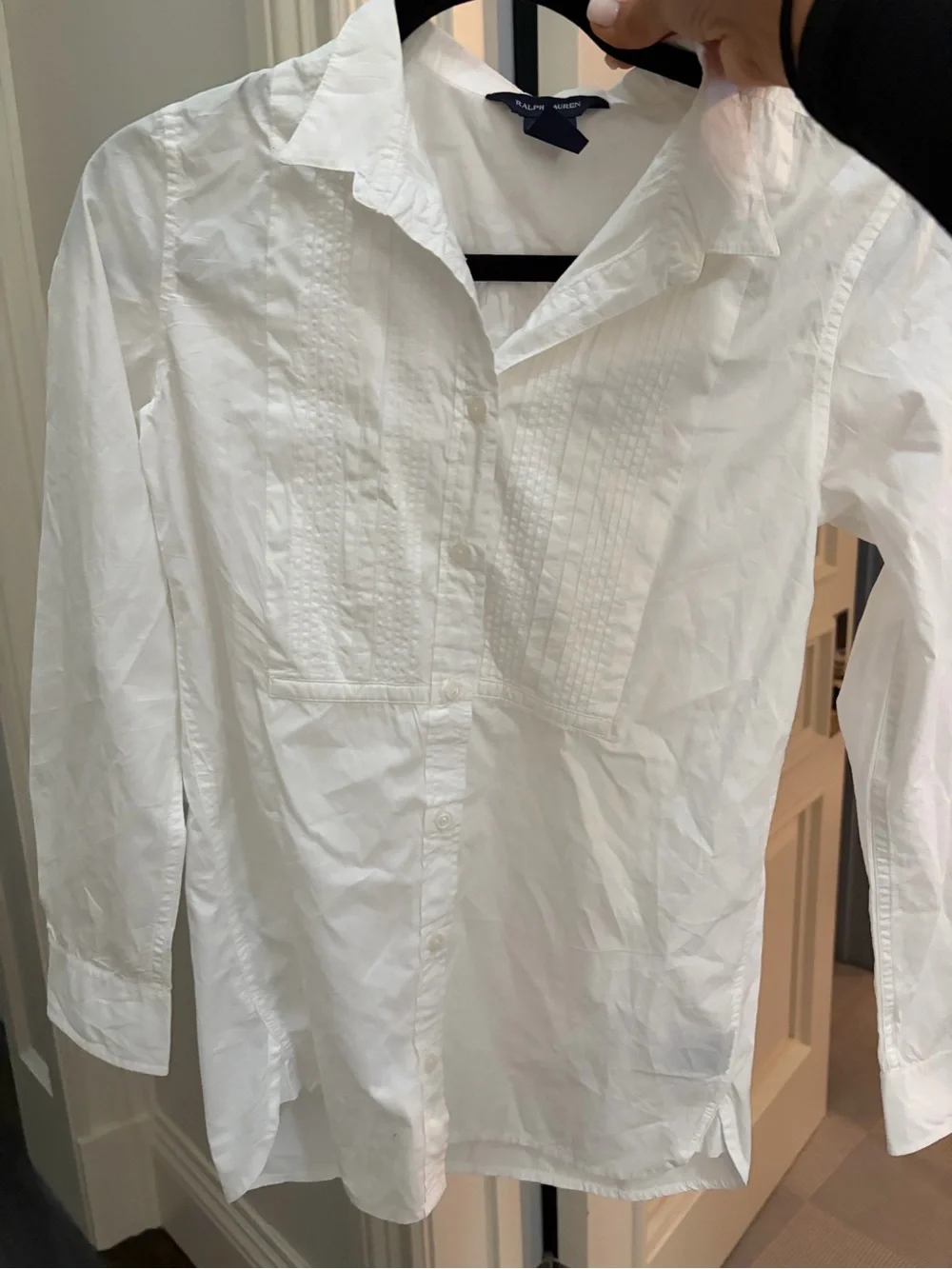 Ralph Lauren White Button-Down Shirt with Navy Label